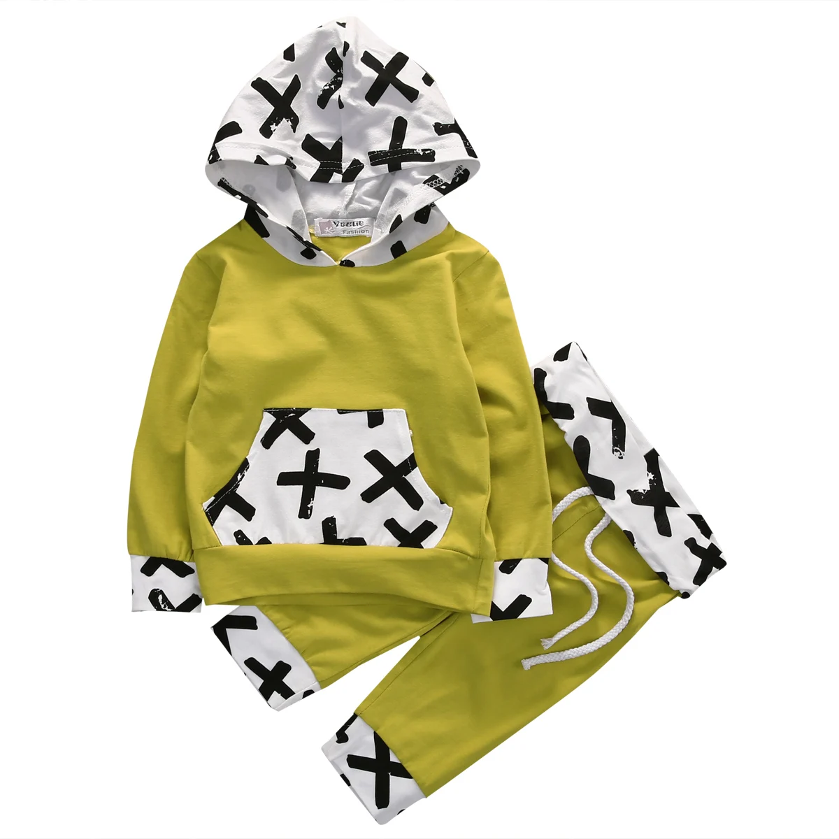 Комплект детской одежды из 2 предметов, Теплые Топы с капюшоном для новорожденных девочек и мальчиков, пальто и штаны, костюмы, наряды детская одежда, комплекты - Цвет: Зеленый