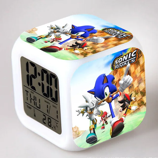 Sonic the Hedgehog светодиодный Будильник хвосты Miles Prower часы reloj despertador цифровые часы Dr. Robotnik horloge digitale Saat - Цвет: Черный