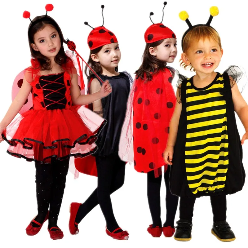 

Kids Ladybug Fancy Dress Costume Children Girls Bee Fairy Princess Cosplay Clothes for New Year Carnival Halloween Christmas