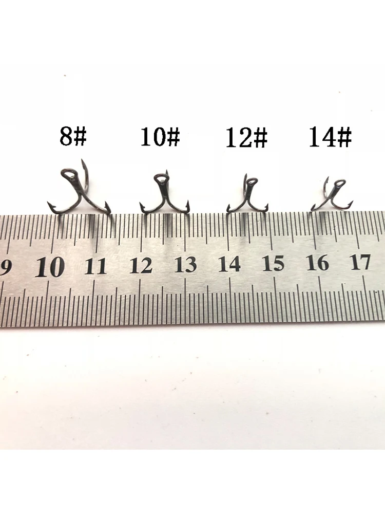 50 шт. высокоуглеродистой стали черный никелевый круглый корпус острые три Якорные крючки и рыболовные принадлежности