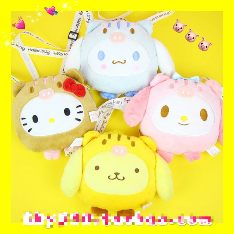 

Cartoon Cute Sanrio Hello Kitty My Melody Cinnamoroll Pom PomPurin Plush Messenger Bag Girl Shoulder Bag Purse Bag for Kids Gift