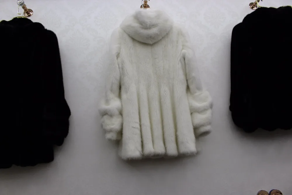 Linhaoshengyue Новинка Зимы г. реального норки пальто с мехом с капюшоном