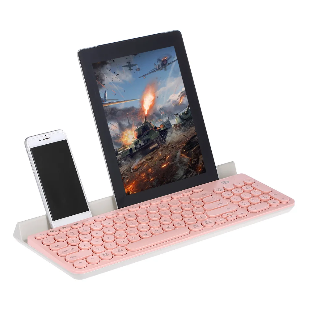 Portable Wireless Bluetooth Keyboard with Mobile Phone Holder for
