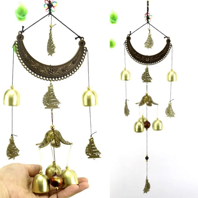 Copper Hanging Charm Wind Chime Outdoor Home Ornament Feng Shui Bell