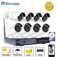 Techage 8-КАНАЛЬНЫЙ 1080 P Беспроводной NVR Системы ВИДЕОНАБЛЮДЕНИЯ P2P ONVIF 8 ШТ. 2-МЕГАПИКСЕЛЬНАЯ WI-FI Открытый IP Водонепроницаемая Камера ИК Безопасности Камеры Наблюдения комплект