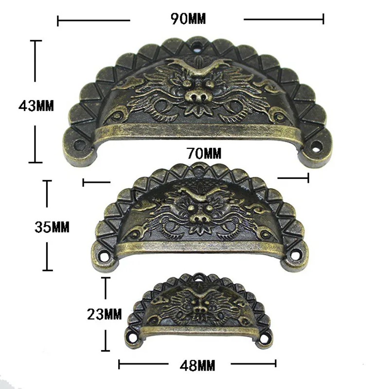 

Wholesale Zinc Alloy Retro Knobs and Handles Vintage Antique Shell Pull Handle,Furniture Wine Gfit Box Dragon Handles,20Pcs
