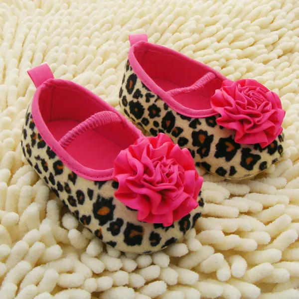 

Hot Kids Girl Leopard Baby Shoes Peony Flower Infant Toddler Crib Shoes 0-18Months Wholesale Free Shipping X5