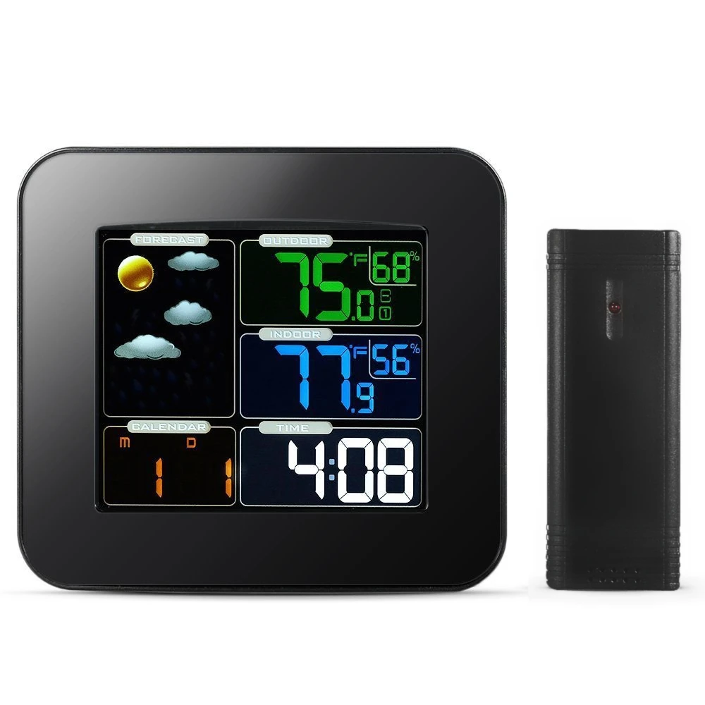 

Wireless Weather Station With Forecast Temperature Humidity Moon Phase Pressure Forecast Weather Thermometer Hygrometer Clock EU