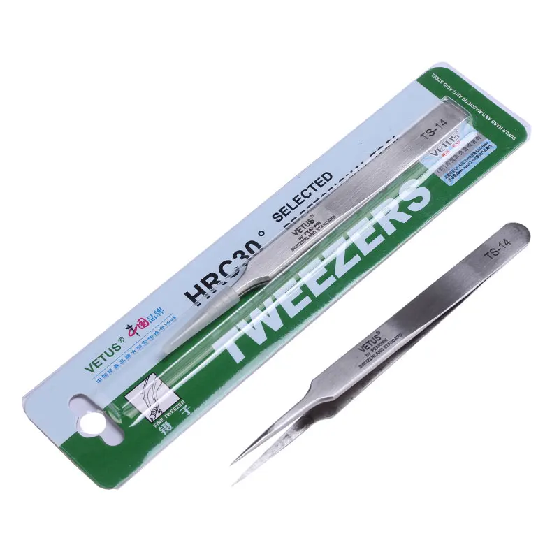 10pcs/lot Vetus Switzerland Tweezers Herramientas Ferramentas Stainless Steel Tweezers Hand Tools TS-14