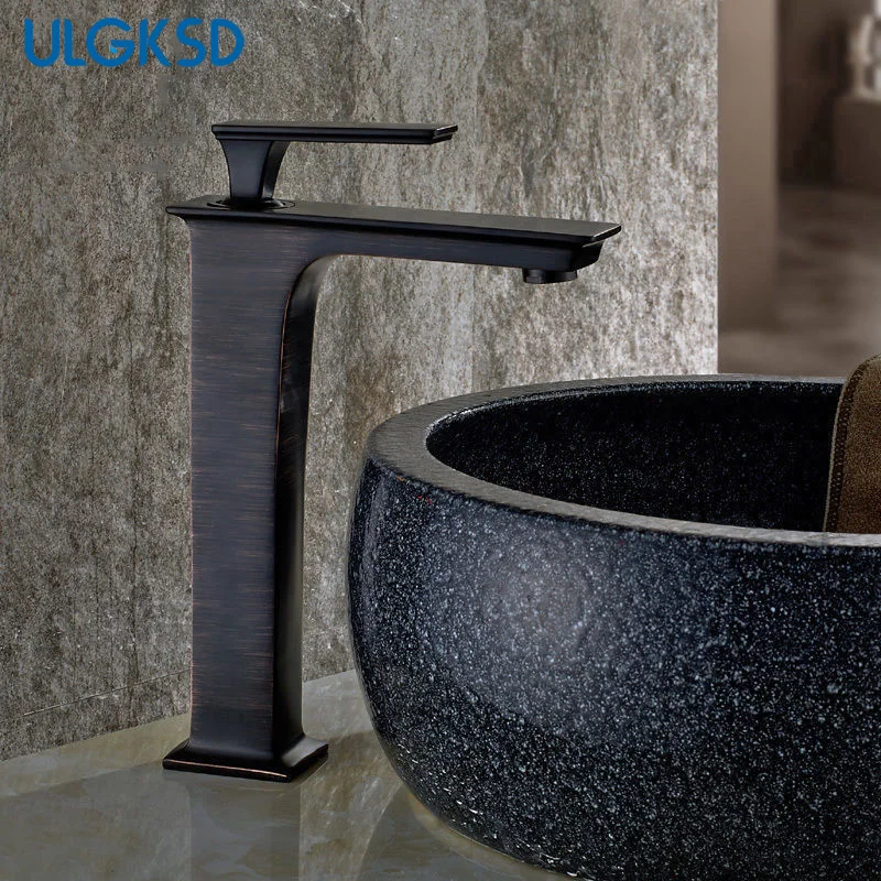 

Ulgksd Basin Faucet Bathroom Fauct Washing Water Tap Black Bronze Deck Mount Bathroom Faucet Hot and Cold Sink Mixer Tap