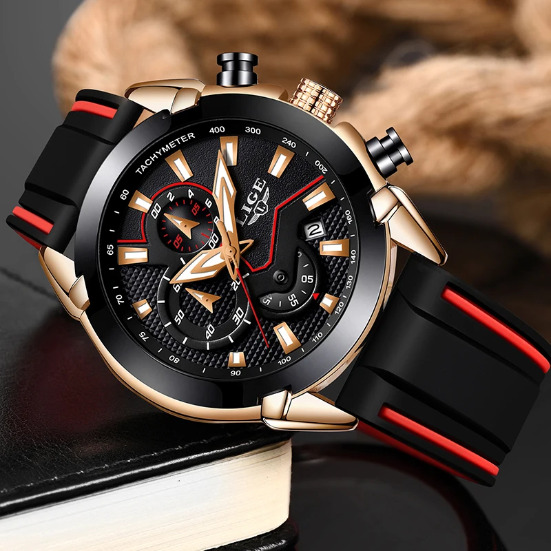

LIGE Top Brand Mens Watches Fashion Casual Sport Chronograph Automatic Date Leather Waterproof Watch Men Clock Relogio Masculino