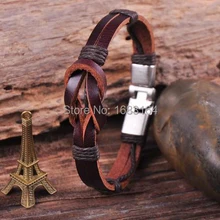 S510 Винтаж классический Амулет из натуральной кожи Плетеный браслет Для мужчин манжета