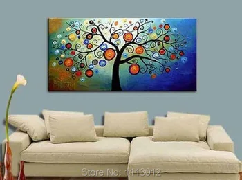 

Hand Painted Modern Decoration Life Tree Oil Painting Canvas 1 Panel Art Set Home Wall Abstract Flower Picture For Living Room