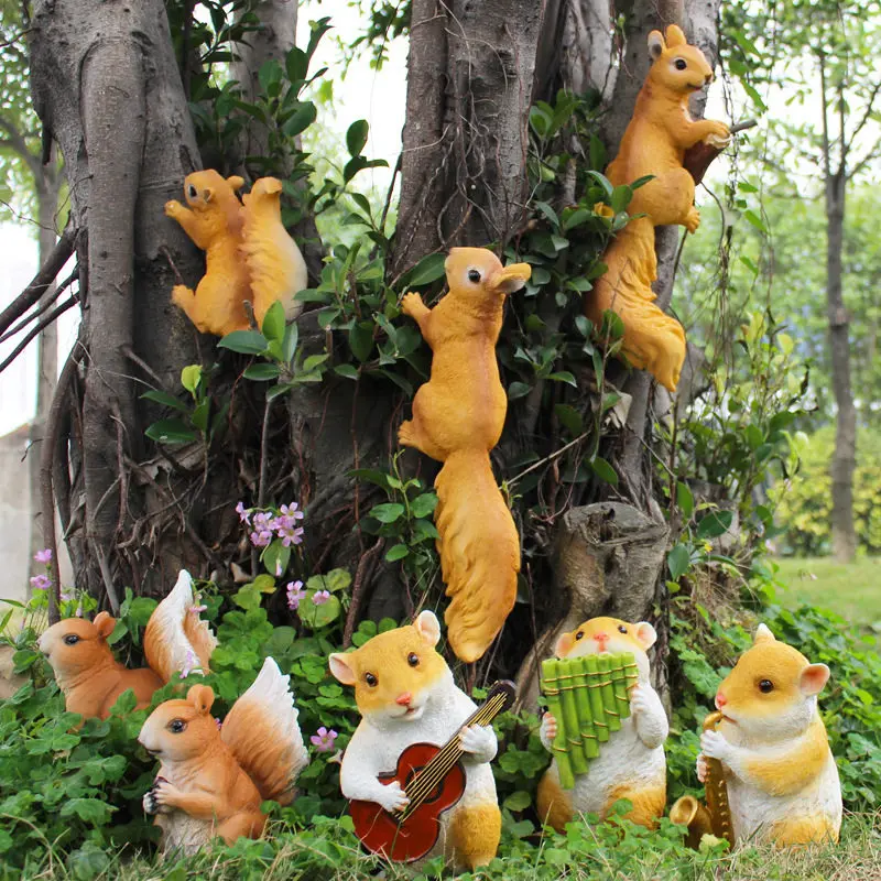 

Outdoor Gardening Simulation Animal Crafts Resin Small Squirrel Ornaments Garden Courtyard Decoration Park Villa Furnishing Art