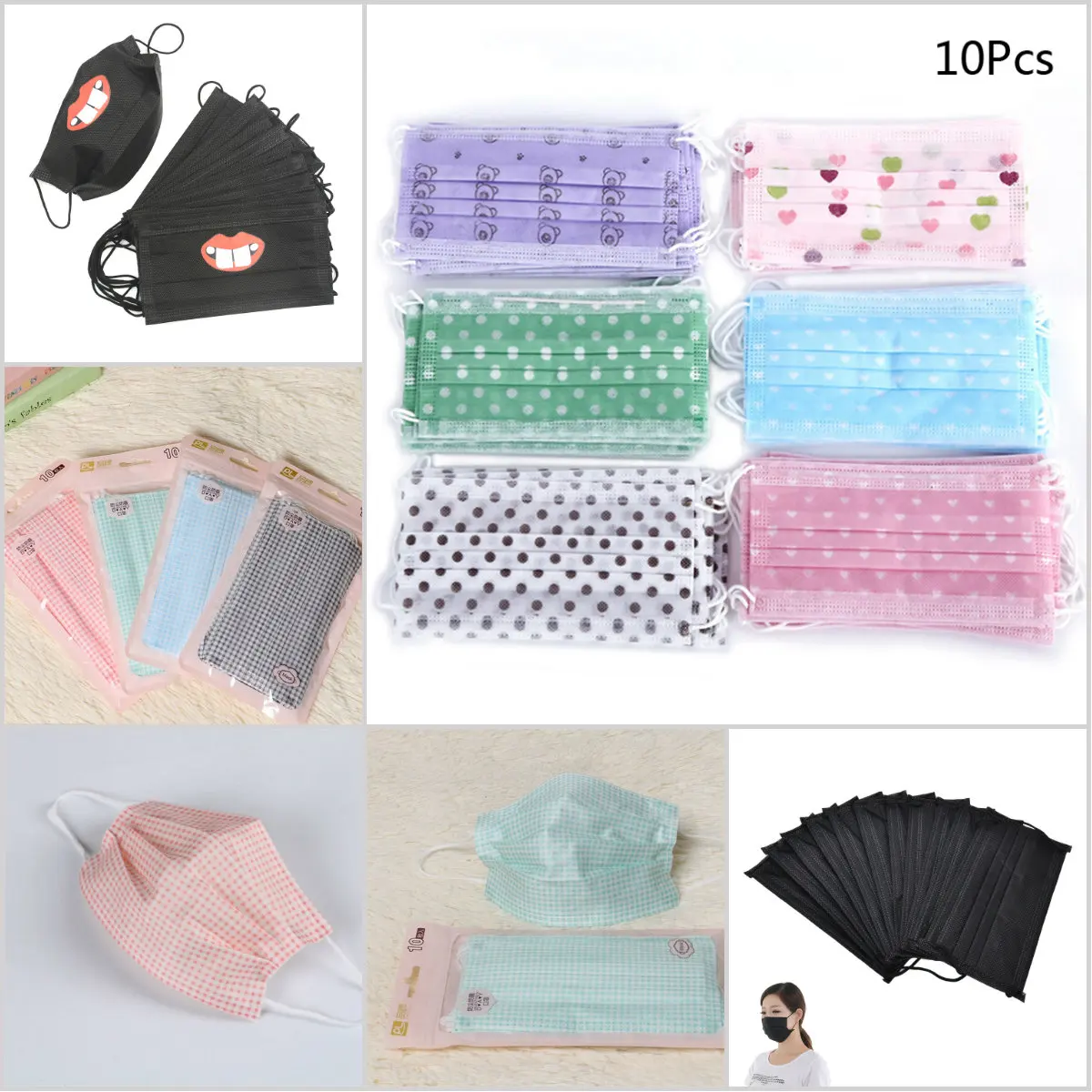 

10 Pcs/lot Hot Dental Disposable Medical Anti Flu Dust Mouth Surgical Face Mask Respirator Nonwoven Random Colors
