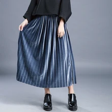 Женские юбки с завышенной талией, серебристая юбка миди с металлическим принтом, длинная Плиссированная юбка, вечерние юбки для клуба, женские юбки Saia Fenimias