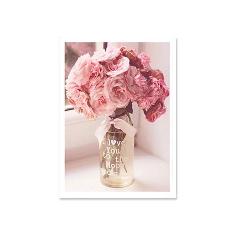 Скандинавский стиль Картина Розовые цветы плакаты и принты для гостиной украшения картины холст стены Искусство домашний декор - Цвет: 03