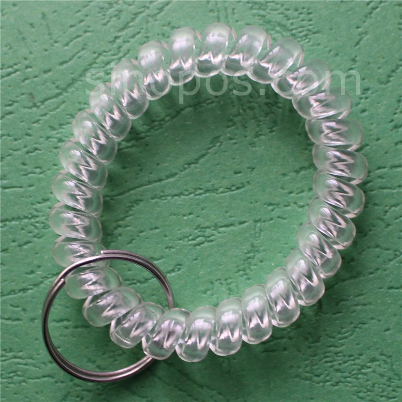 Plastic Wrist Coil Key Ring, spiral spring keychain locker gym sauna swimming club stretchable bracelet keyring holder tag chain 2