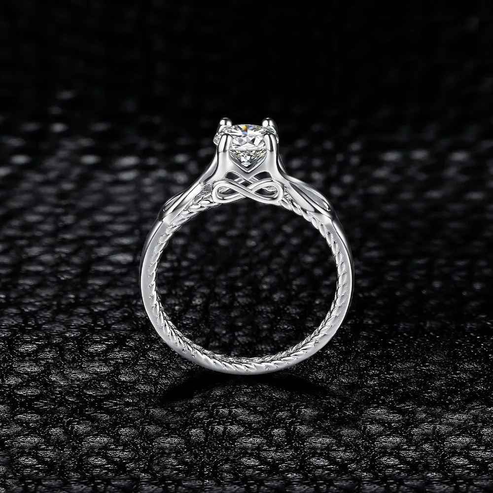 JewelryPalace Infinity 1.6ct Cubic Zirconia 925 Sterling Silver Ring Anniversary Promise Wedding Engagement Rings For Women Gift