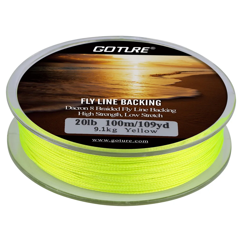 Goture 100 M 8 السواحل يطير خط دعم 20LB عالية قوة منخفضة تمتد المرقط الداكرون مضفر خيط صنارة الصيد