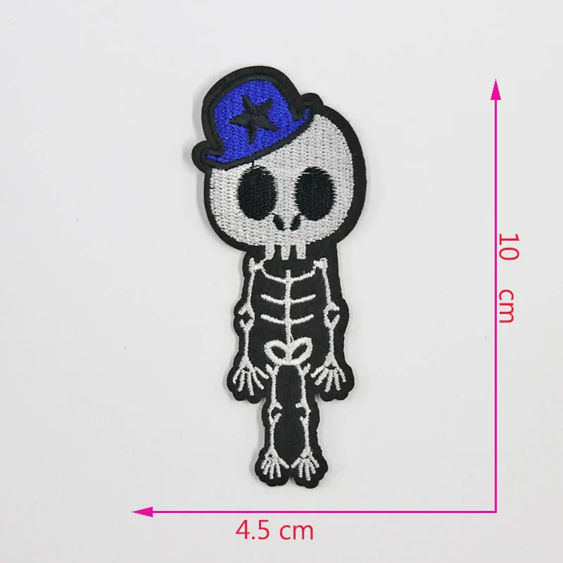 

Skull pink blue Embroidered Iron on Patches for Clothing DIY Stripes Clothes diamond Stickers Custom Badges A pair
