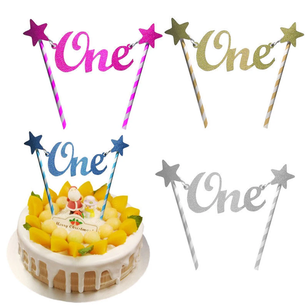 

Unique Glitter Star One 1st Happy Birthday Cake Topper Bunting Banner Decorating Party