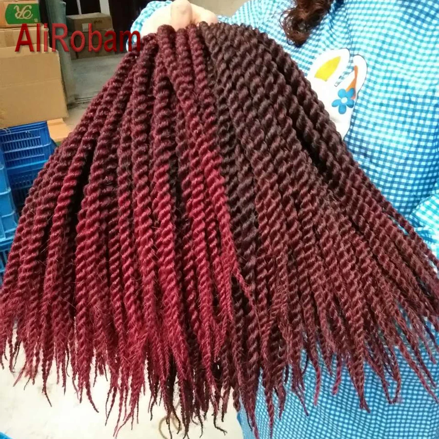 AliRobam Havana Twist Braid Gray/brown/red Braiding Hair Crochet Braids Ombre Color Synthetic Hair Extensions 12 Roots/pack