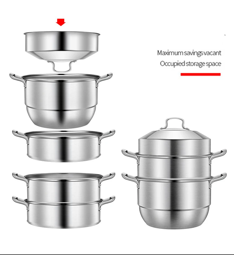 304 Пароварка из нержавеющей стали трехслойные двухслойные утолщенные двойные котлы нижний горшок