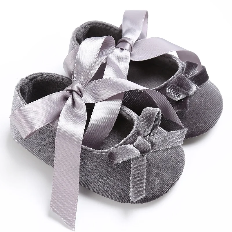 5 Colors Spring Newborn Baby Girls Newborn Princess Style Bowknot Shoes Bow Silk Ribbon Soft Soled Footwear First Walkers