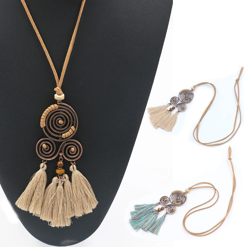 Bohemia Women Spiral Tassel Pendant Long Chain Necklace Sweater Jewelry Gift Bohemia Women Spiral Tassel Pendant Long Chain Necklace Sweater Jewelry Gift