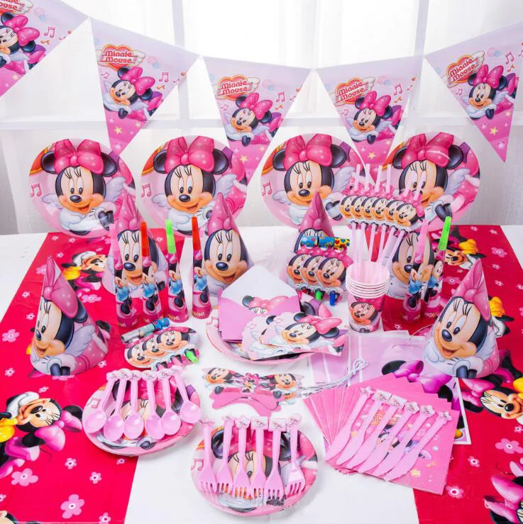 Minnie Mouse Theme Tableware Sets Birthday Party Decoration For