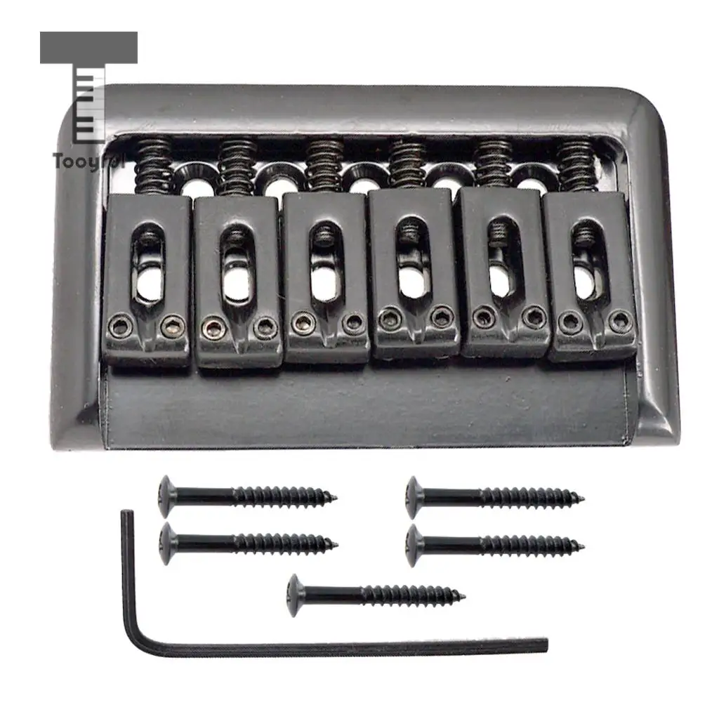 Tooyful Black 76.5mm 6 String Electric Guitar Hardtail Fixed Bridge