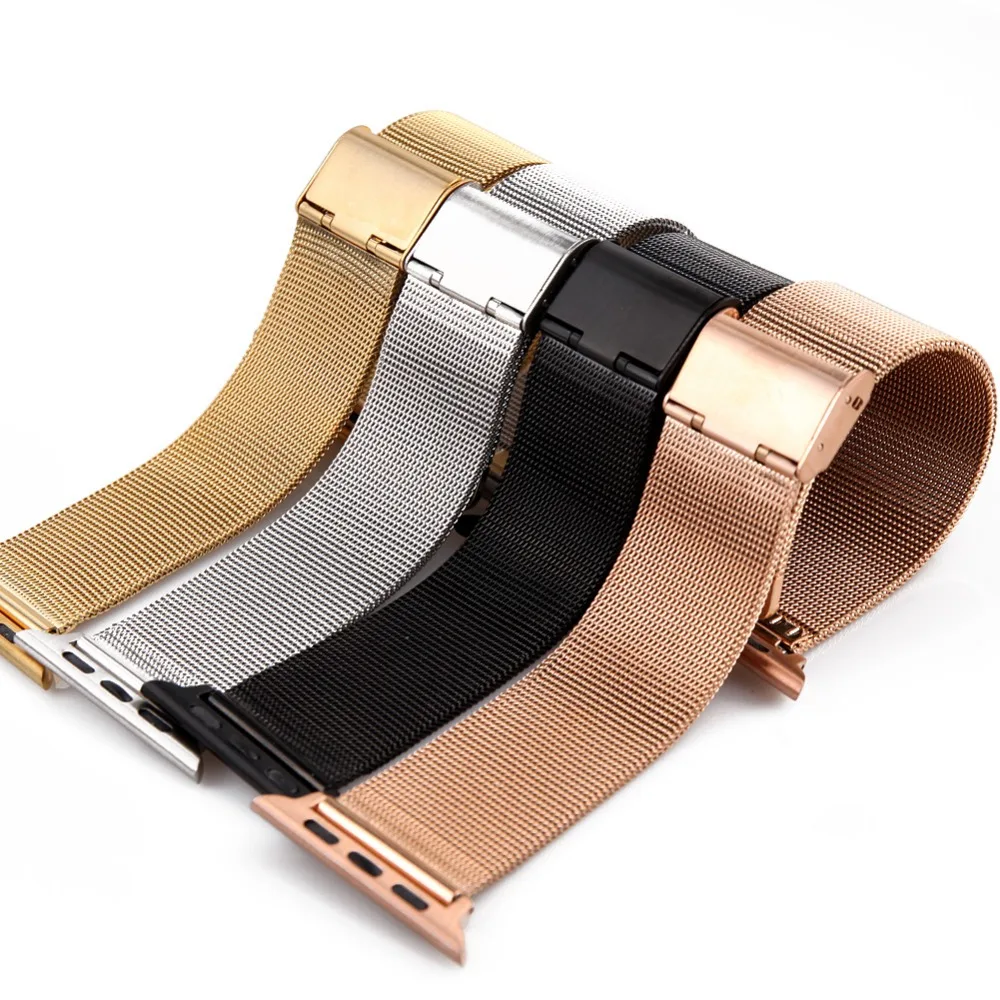Для Apple Watch Band Series 4 40 мм 44 мм 42 мм 38 мм Металлические Часы с браслетом ремешок Серебряная Пряжка розовое золото из нержавеющей стали ремешки для часов