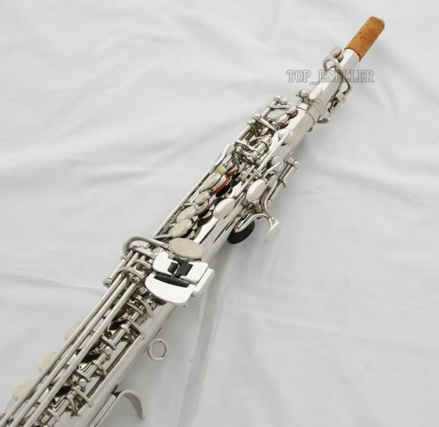 

Top Silver nickel Straight Soprano Saxophone Bb sax High F# G Key 2 Necks new