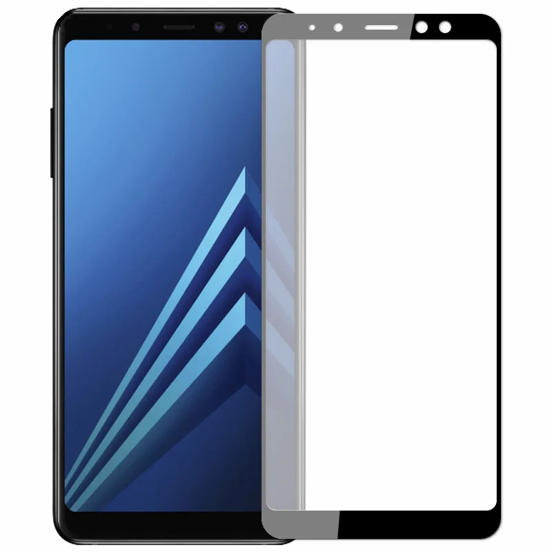 Защита экрана GerTong для Samsung Galaxy A8 A530F, полное покрытие, закаленное стекло для Samsung A8 Plus A730F, защитное стекло - Цвет: Black