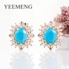 YEEMENG de moda de joyería de la boda de las mujeres de oro fiesta cristal 5 colores azul/rosa/verde/rojo piedra Artificial elegante pendientes de la gota ► Foto 3/6