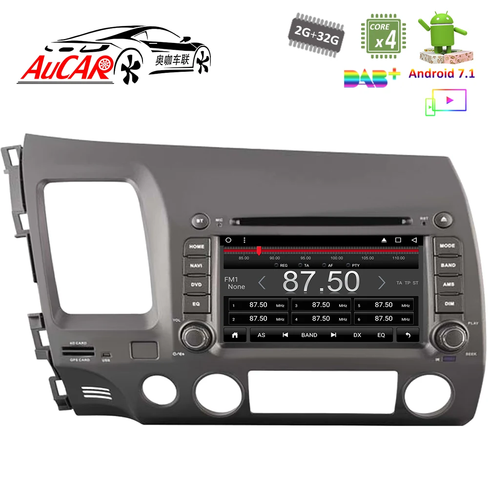 Cheap 7" Android 7.1 Car DVD Player for Honda Civic  2006 - 2011 GPS Navigation system HD 1024*600 Bluetooth GPS Radio WIFI Stereo 1