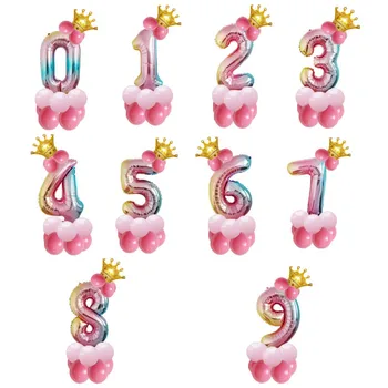 

14Pcs/set 32inch Rainbow Number Balloons with Gold Crown Party Foil Balloon Birthday Party Decorations Kids
