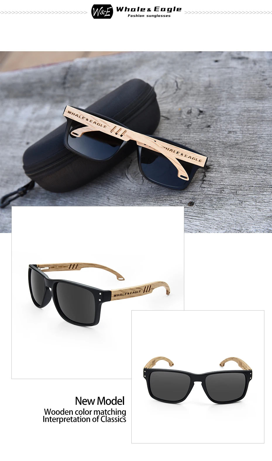 W& E деревянные солнцезащитные очки для женщин бук поляризованные солнцезащитные очки для мужчин Зебра синие зеленые линзы ручной работы модный бренд крутой UV400