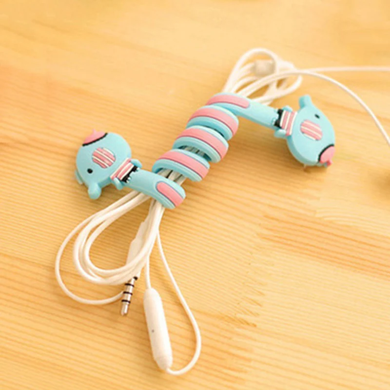 FFFAS Cartoon Earphone font b Cable b font Winder Protector Wire Cord De Cabo Organizer for