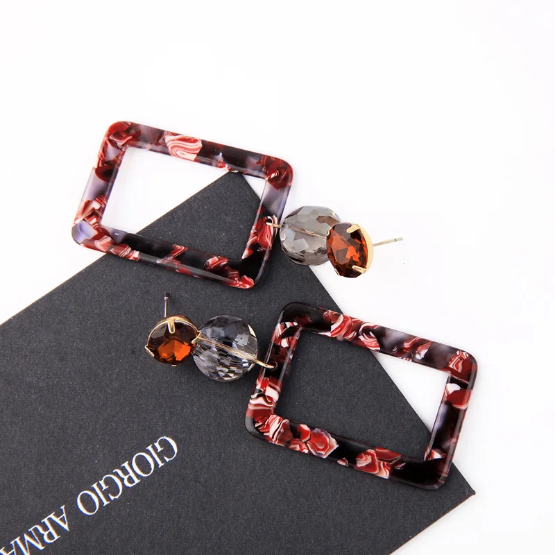 

Acrylic Flower Pattern Drop Earrings Glass Square Dangles Geometric Earrings For Women Fashion New Arrival Jewelry In Box