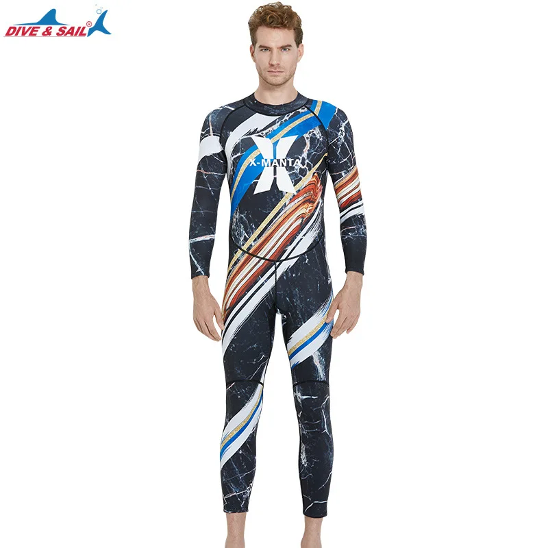 DIVE&SAIL Full Body Marine Style Scuba Dive Wetsuit Men 1.5mm Neoprene Snorkeling Surfing Swimwear Suit Jumpsuit