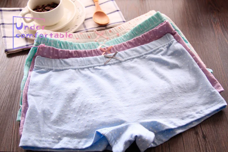 

New Girls Underwear Freshness Polka dots Printed Cotton Panties Mid-Rise Girl's Boyshot 0212