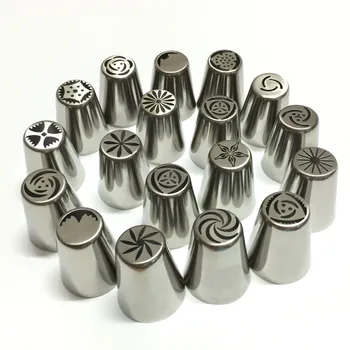 

18PCS/Set Russian Icing Tips Tulip Nozzles For Cake Cupcake Decorating Piping Stainless Steel Russian Rose Flower Cream Pastry