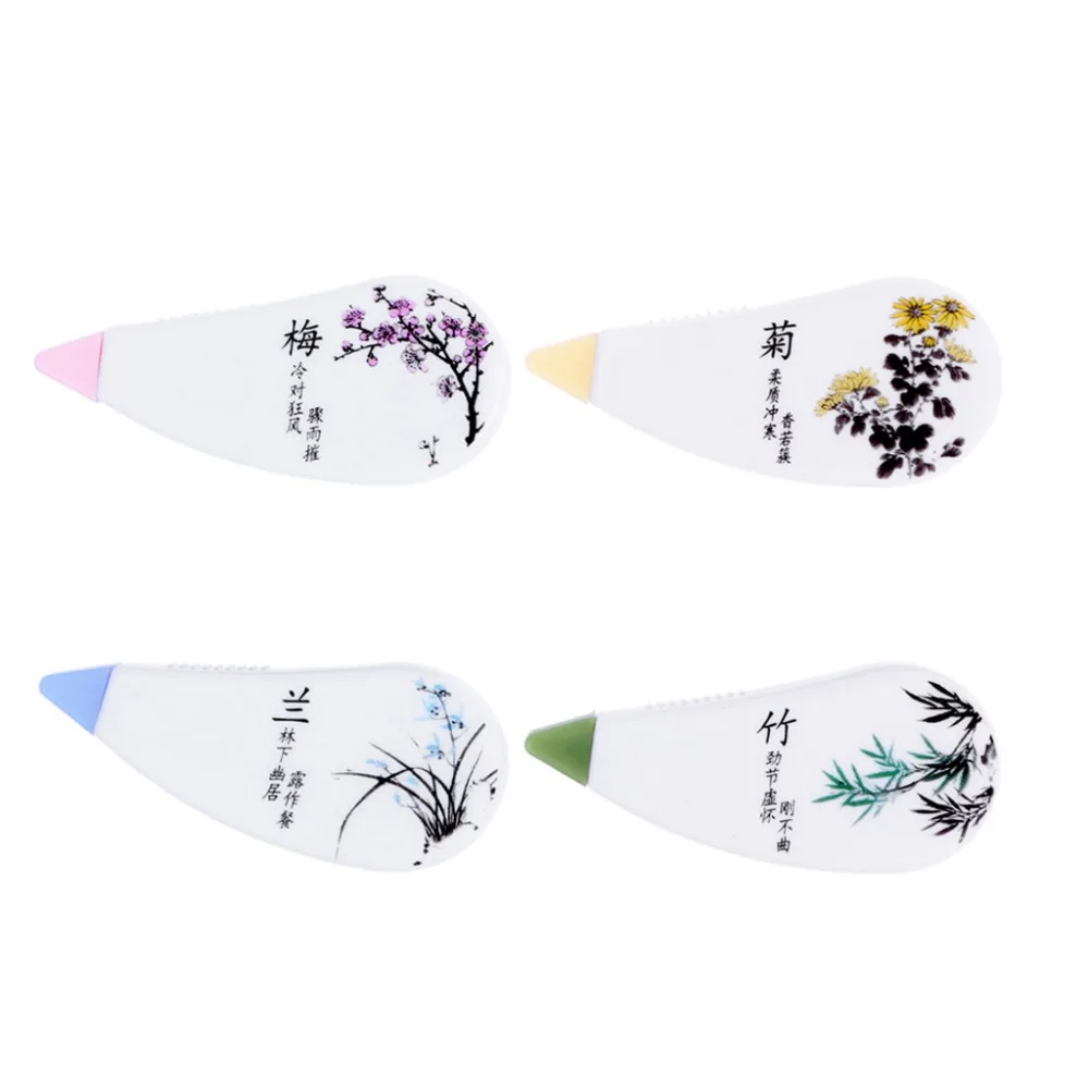 

4 Pcs Roller Correction Tape Plants Shell Eraser School Office Stationeries Use