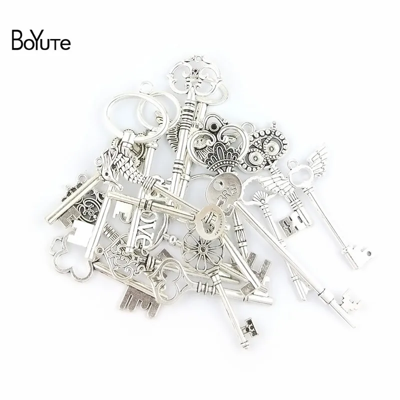 BoYuTe Mix 19 Styles Antique Silver Big Key Pendant Diy Hand Made Jewelry Accessories Factory Wholesale (4)