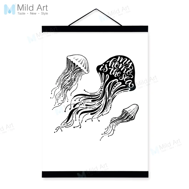 Tipografi Laut Hewan Laut Bintang Laut Quotes Kayu Bingkai Poster Dan Cetak Nordic Scroll Dinding Gambar Seni Dekorasi Lukisan Kanvas Painting Calligraphy Aliexpress