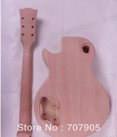 Best price at $107 Cheap 1set Unfinished electric guitar neck set in&Body Mahogany Flame Maple Veneer New High Quality