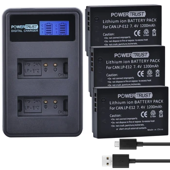 

3Pcs LP-E12 LPE12 LP E12 Camera Batteries + LCD USB Dual Charger For Canon EOS M100 M 100D Kiss X7 Rebel SL1 EOS M10 DSLR