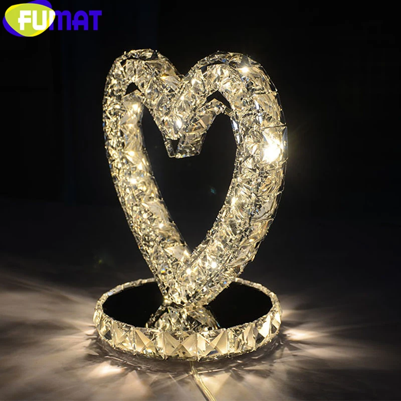 FUMAT алмазные хрустальные настольные лампы с сердечным кольцом XO щит из
